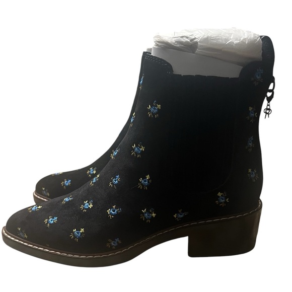 COACH Bowery Prairie Suede Chelsea Boots in Black / Blue Size 6 NWOB - Picture 7 of 11